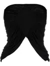 Saint Laurent Cupro Strapless Top With Ruched Asymmetric Hem In Schwarz