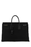 Saint Laurent Black Raffia Medium Sac De Jour Shopping Bag In Black