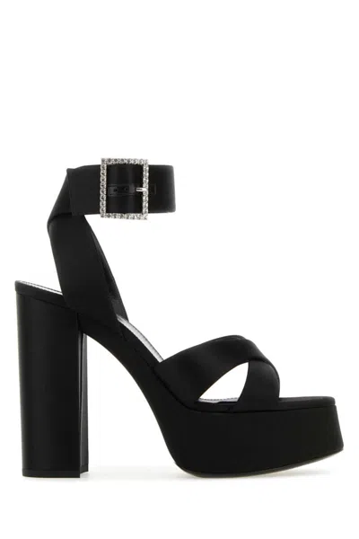 SAINT LAURENT BLACK SATIN BIANCA HEELS