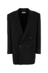 Saint Laurent Buttoned Satin Blazer With Structured Shoulders