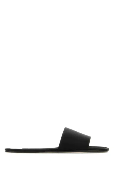 Saint Laurent Black Satin Carlyle Slippers