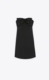 Saint Laurent Black Bowl-detail Strapless Minidress In Viscose Woman
