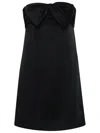 Saint Laurent Black Bowl-detail Strapless Minidress In Viscose Woman In Blue