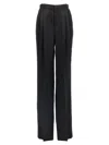 Saint Laurent Black Satin Loose Trousers In Black