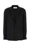 Saint Laurent Satin Pyjamas Shirt Cuffed Sleeves In Noir