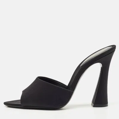 Pre-owned Saint Laurent Black Satin Romy Slide Sandals Size 40