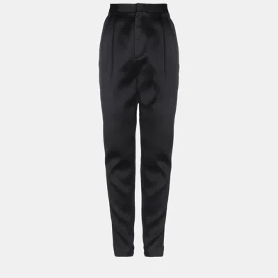 Pre-owned Saint Laurent Black Satin Tapered Trousers M