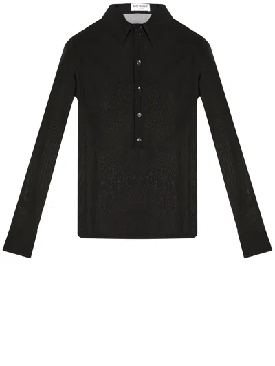 Saint Laurent Black Semi-sheer Viscose Shirt