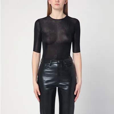 Saint Laurent Black Semi-transparent Cassandre T-shirt