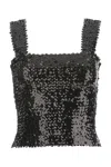 Saint Laurent Sequin Embellished Sleeveless Square Neck Top In Black