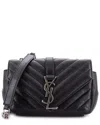 Saint Laurent Black Sheep Leather Classic Monogram Crossbody Matelasse Chevron  Baby (authentic Pre- In Black