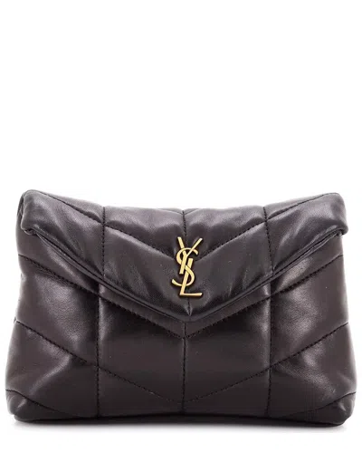 Saint Laurent Black Sheep Leather Loulou Puffer Clutch Small (authentic Pre-  Loved)