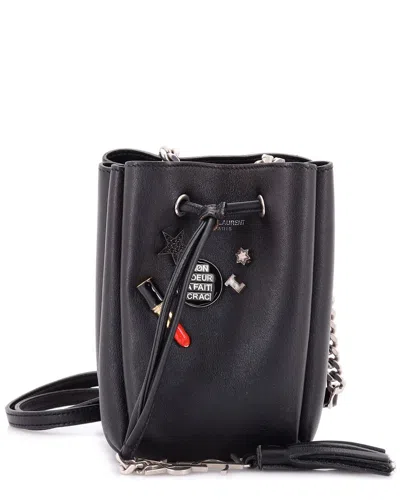 Saint Laurent Black Sheep Leather Monogram Bourse Bucket Bag Embellished Mini  (authentic Pre-loved)