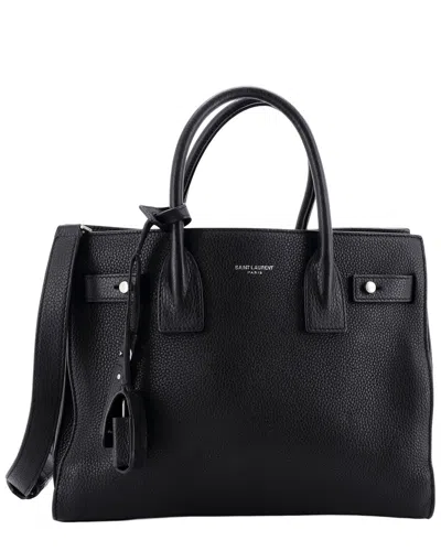 Pre-owned Saint Laurent Black Sheep Leather Sac De Jour Souple Bag Baby (authentic Pre-  Loved)