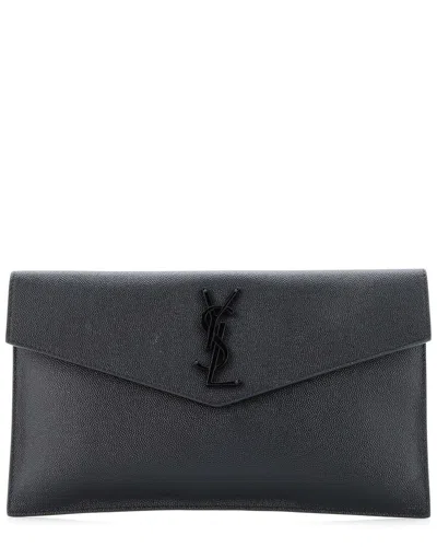 Saint Laurent Black Sheep Leather Uptown Pouch (authentic Pre-loved)