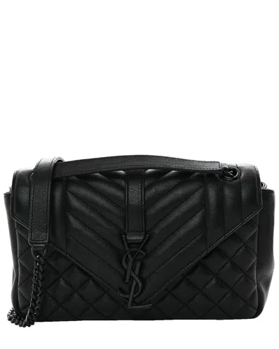Saint Laurent Black Sheepskin Leather Tri-quilt College Bag (authentic Pre-  Loved)