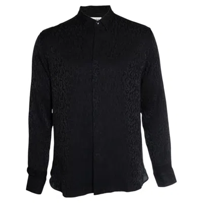 Pre-owned Saint Laurent , Black Shiny And Matte Leopard Shirt