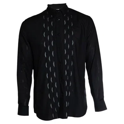 Pre-owned Saint Laurent , Black Shirt Half Moon Lurex Strokes