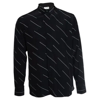 Pre-owned Saint Laurent , Black Shirt With Diagonal Stripes