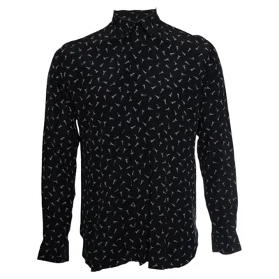 Pre-owned Saint Laurent , Black Shirt With Eiffel Tower Print