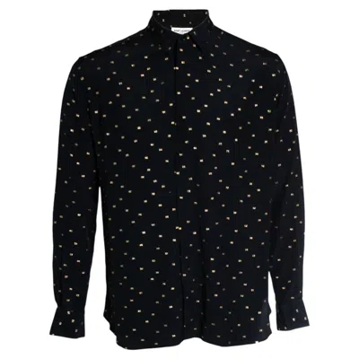 Pre-owned Saint Laurent , Black Shirt With Gold Lurex Print