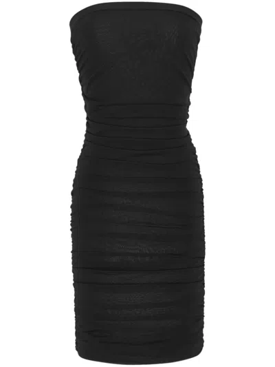 Saint Laurent Schulterfreies Minikleid In Black