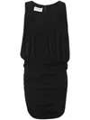Saint Laurent Gathered Jersey Mini Dress In Black