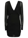 Saint Laurent Cupro Mini Dress In Black