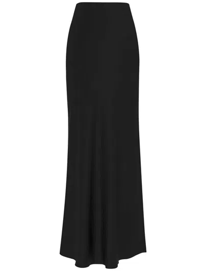 Saint Laurent Black Silk Bias Cut Maxi Skirt For Women