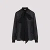 Saint Laurent Bow-detailed Sheer Silk Blouse In Black