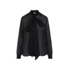 Saint Laurent Bow-detailed Sheer Silk Blouse In Black