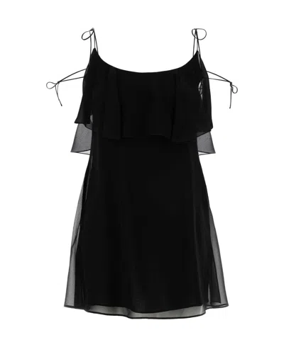 Saint Laurent Black Silk Clothing Dresses