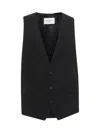 Saint Laurent Silk Crepe Waistcoat In Black