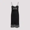 Saint Laurent Women Lace And Silk Slip Dress In Black