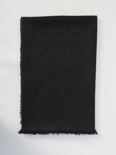 Saint Laurent Black Silk Jacquard Scarf