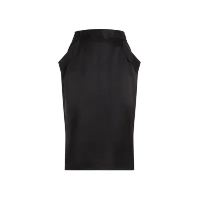 Saint Laurent Silk Skirt With Back Slit In Black