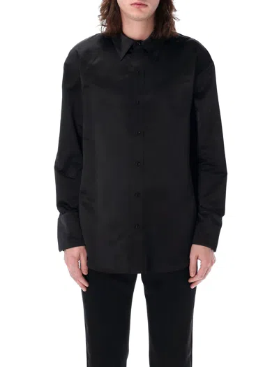 Saint Laurent Black Silk Oversized Shirt For Men
