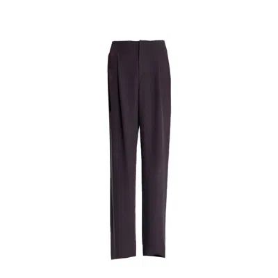 Saint Laurent Black Silk Pants With Straight Cut In Blue
