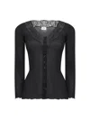 Saint Laurent Black Silk Semi-sheer Cardigan In Black