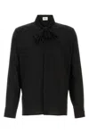 Saint Laurent Camicia In Seta Nera Uomo In Nero