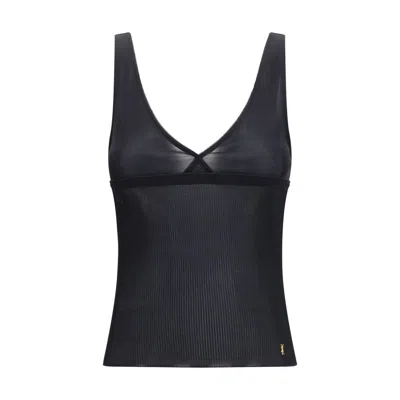 Saint Laurent Black Silk Sleeveles T-shirt