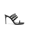 Saint Laurent Black Silk Stiletto Heel Sandals In Black