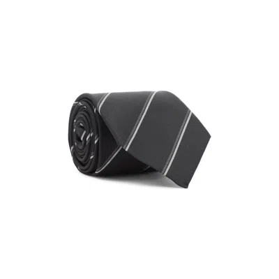Saint Laurent Black Silk Tie In Gray
