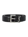 Saint Laurent Cassandre Belt In Crocodile-embossed Leather In Black