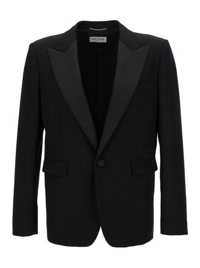SAINT LAURENT BLACK SINGLE-BREASTED BLAZER