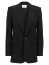 Saint Laurent Black Single Breasted Wool Blazer In Black