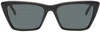 Saint Laurent Black Sl 737 Mica Thin Sunglasses In Black-black-black