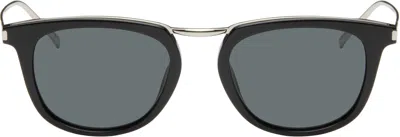 Saint Laurent Black Sl 753 Sunglasses In Black-silver-black