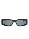 Saint Laurent Cassandre-logo Sunglasses In 001 - Black-black-black