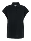 Saint Laurent Black Sleeveless Polo Shirt With Classic Collar And Cassandre Embroidery On The Front